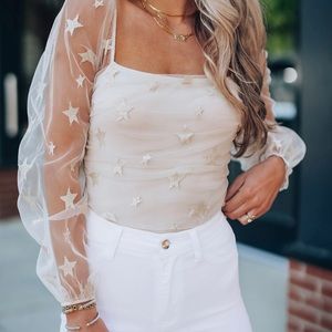 Gold star mesh bodysuit